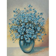 WALL JACQUARD WOVEN FLORAL TAPESTRY Forget-Me-Not Flowers EUROPEAN BLUE PICTURE   361164900622